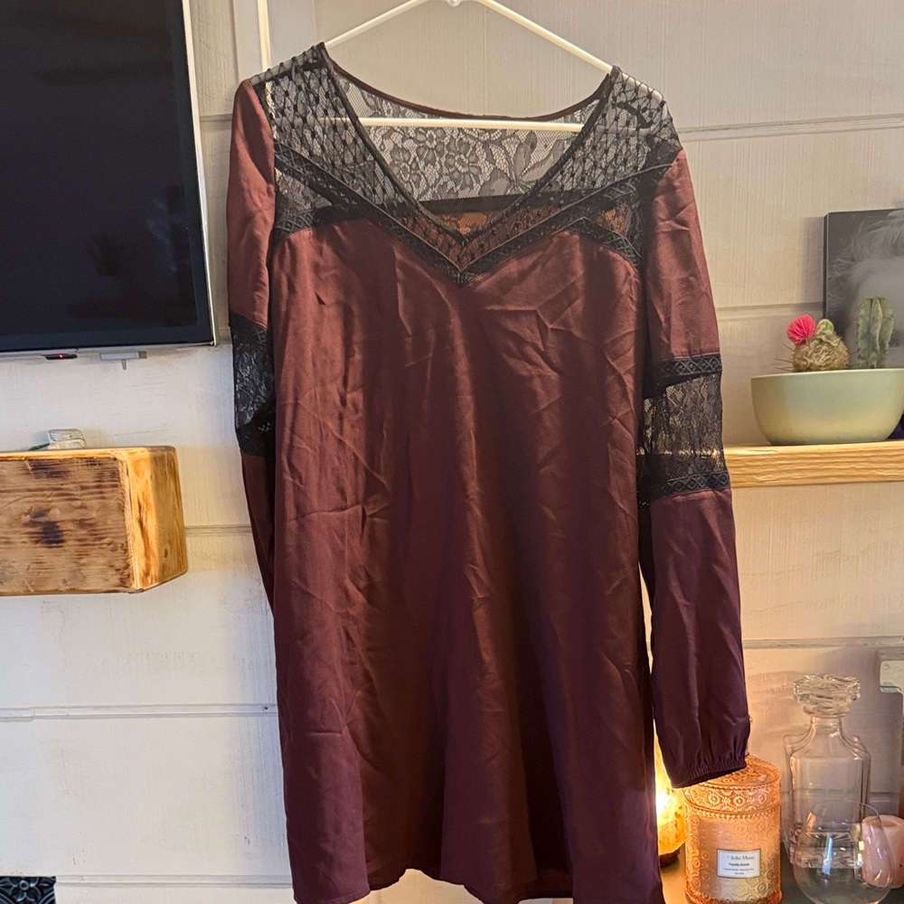 Express Deep Red Lace Dress